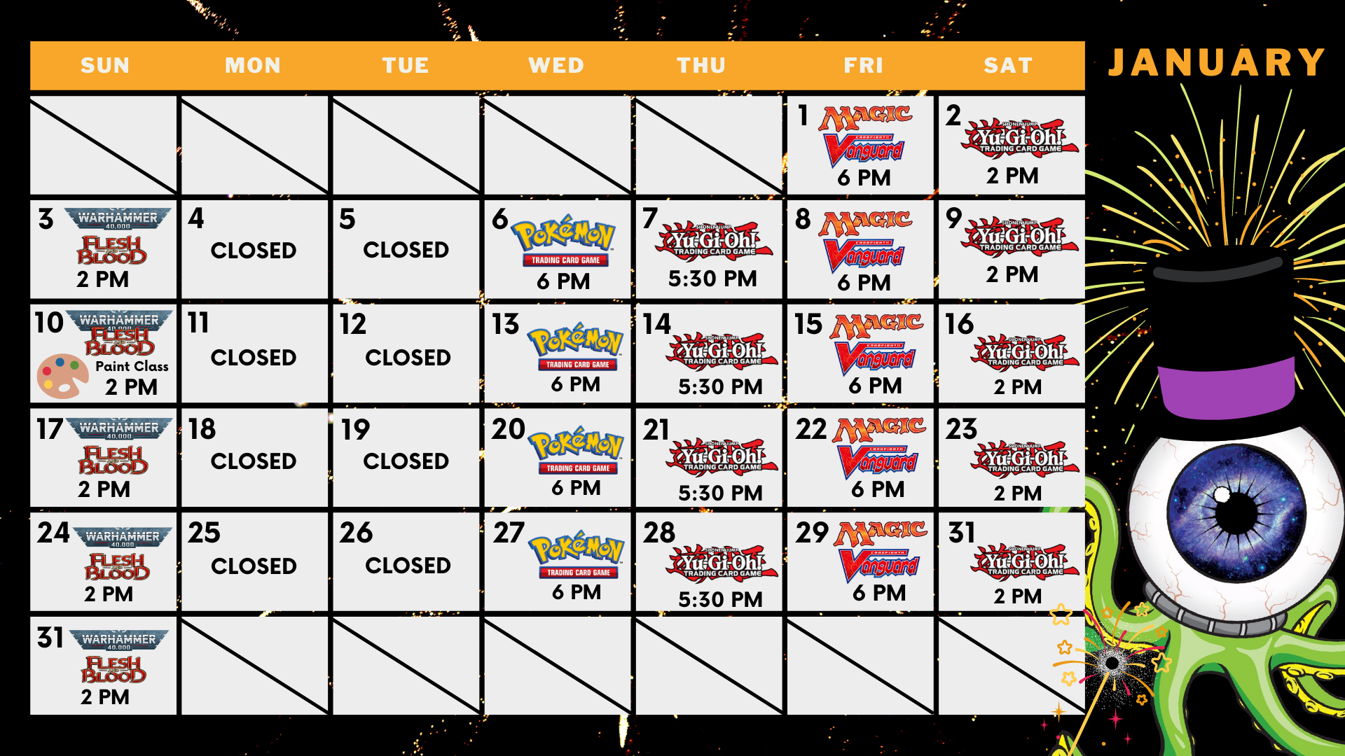 Knowhere Toys, Comics & Gaming Schedule